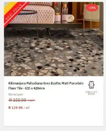 CTM Kilimanjaro Palladiana Grey EcoTec Matt Porcelain Floor Tile - 635 x 420mm offer