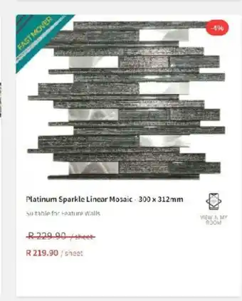 Platinum Sparkle Linear Mosaic - 300 x 312mm