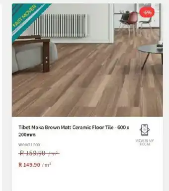 CTM Tibet Moka Brown Matt Ceramic Floor Tile - 600 x 200mm offer