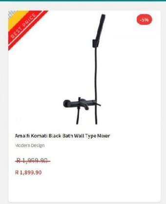 CTM Amalfi Komati Black Bath Wall Type Mixer offer