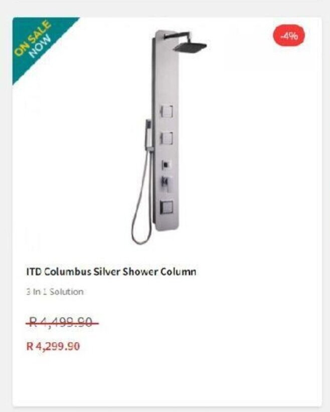ITD Columbus Silver Shower Column offer at CTM