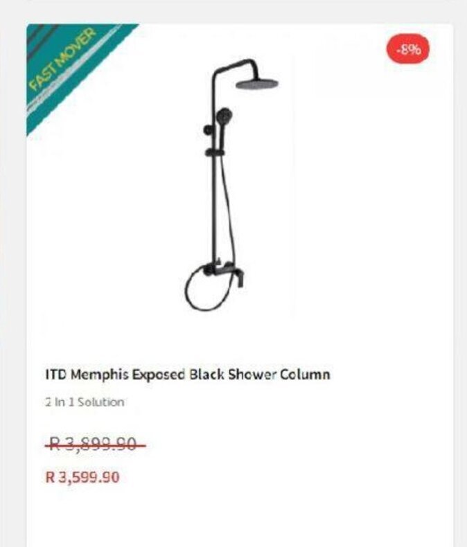 ITD Memphis Exposed Black Shower Column offer at CTM