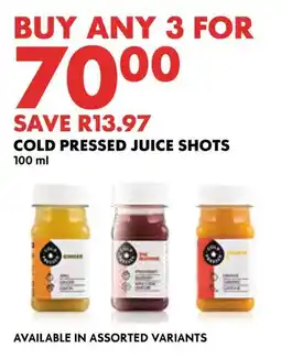 Woolworths Cold pressed juice shots offer
