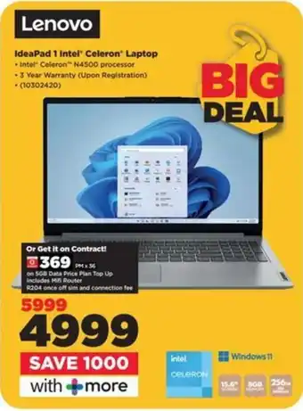 HiFi Corp Lenovo IdeaPad 1 Intel Celeron Laptop offer