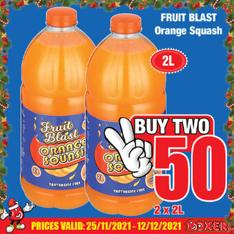 Boxer Fruit Blast Orange Squash 2 x 2L offer