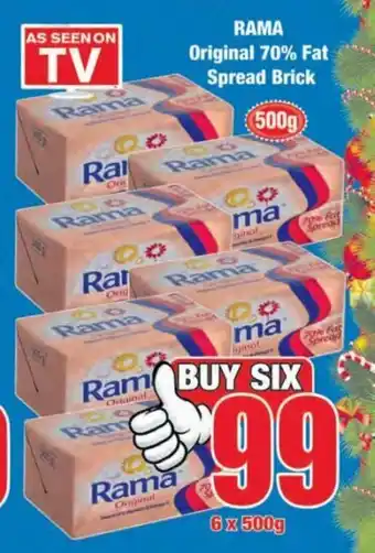 Boxer Rama Original 70% Fat Spread Brick 6 x 500g offer