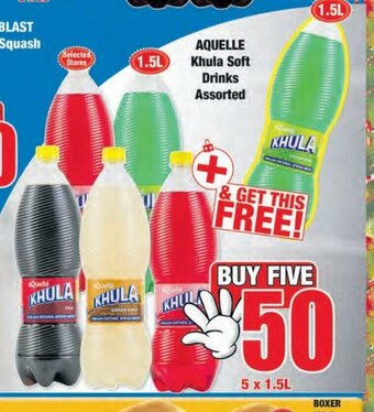Boxer Aquelle Khula Soft Drinks Assorted 5 x 1.5L offer