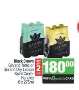 Black Crown Gin and Tonic or Gin and Dry Lemon Spirit Cooler