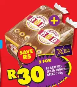 Shoprite BB Bakeries Sliced Brown Bread 700g offer