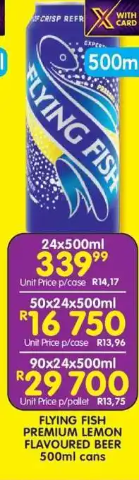 Shoprite FLYING FISH PREMIUM LEMON FLAVOURED BEER 500ml cans offer