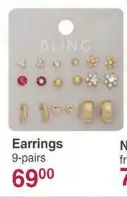 Dis-Chem Bling Earrings 9 Pairs offer