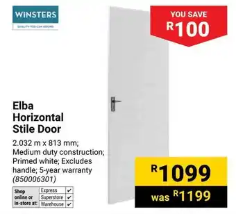 Builders Warehouse WINSTERS Elba Horizontal Stile Door offer