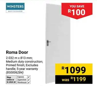 Builders Warehouse WINSTERS Roma Door offer