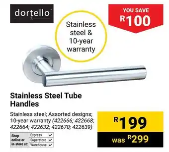 Builders Warehouse Dortello Stainless Steel Tube Handles offer