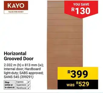 Builders Warehouse KAYO Horizontal Grooved Door offer