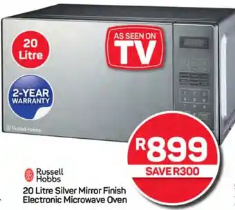 Pick n Pay Hypermarket Russell Hobbs Silver Mirror Finish Electronic Microwave Oven offer