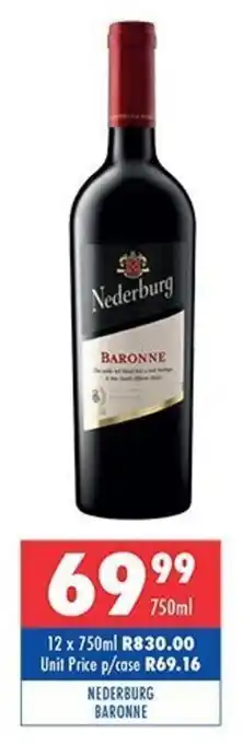 Ultra Liquors Nederburg baronne offer