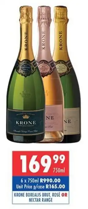 Ultra Liquors Krone borealis brut, rosé or nectar range offer