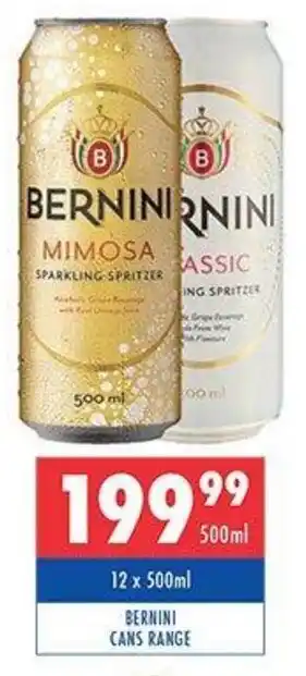 Ultra Liquors Bernini cans range offer