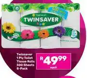 Game Twinsaver 1 Ply Toilet Tissue Rolls 500 Sheets 8 Pack-Each offer