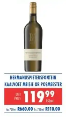 Ultra Liquors Hermanuspietersfontein kaalvoet meisie or posmeester offer