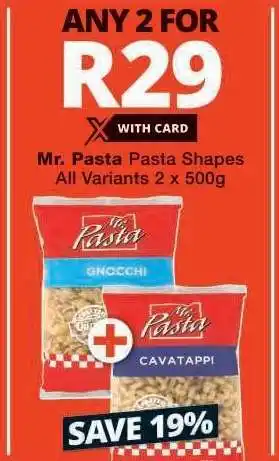 Checkers Mr. Pasta Pasta Shapes offer