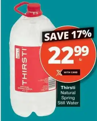 Checkers Thirsti Natural Spring Still Water offer