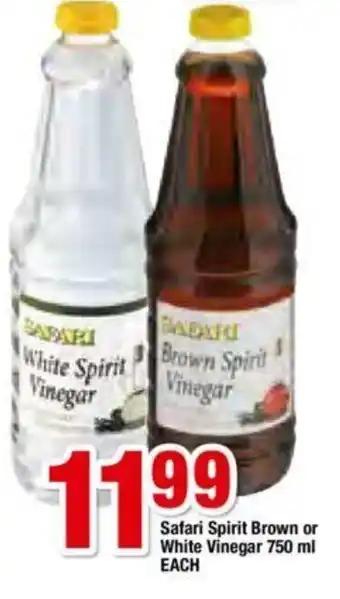 Safari Spirit Brown or White Vinegar 750 ml each
