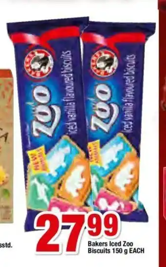 OK Foods Bakers Iced Zoo Biscuits 150g each offer