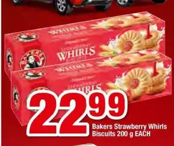 OK Foods Bakers Strawberry Whirls Biscuits 200g each offer