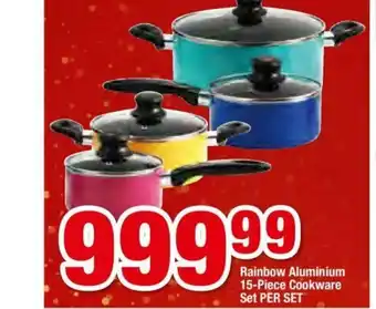 OK Foods Rainbow Aluminium 15-Piece Cookware Set per set offer