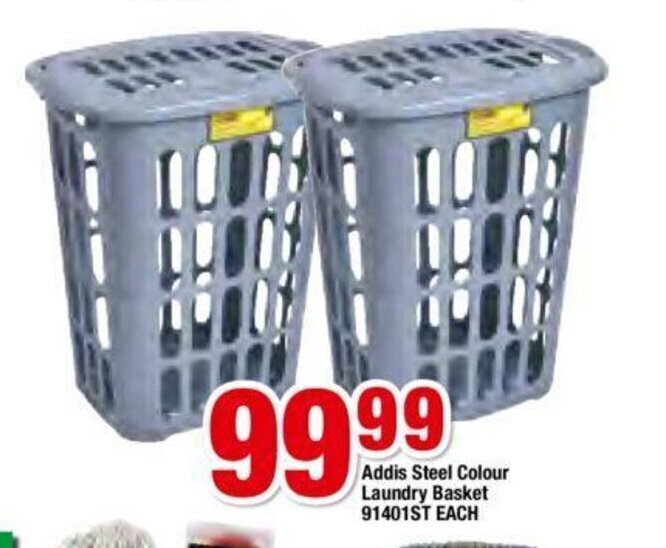 Addis Steel Colour Laundry Basket 91401ST each offer at OK Foods