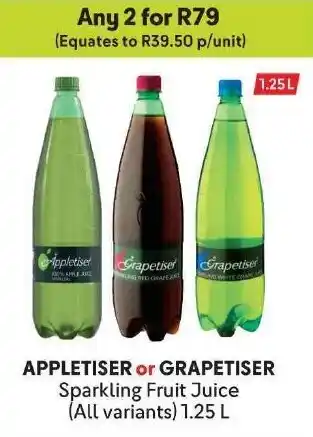 Makro APPLETISER or GRAPETISER Sparkling Fruit Juice offer