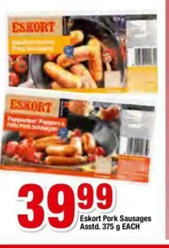 OK Foods Eskort Pork Sausages Asstd 375g each offer