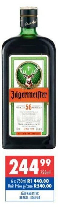 Ultra Liquors Jagermeister Herbal Liqueur 750ml offer