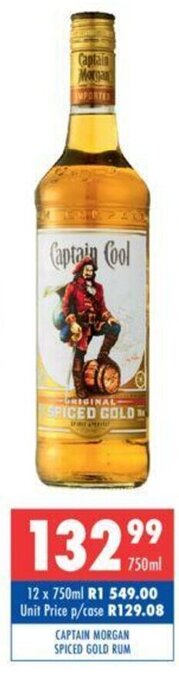 Ultra Liquors Captain Morgan Spiced Gold Rum 750ml offer
