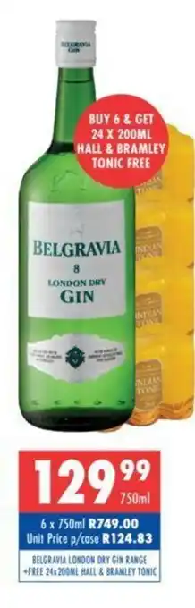 Ultra Liquors Belgravia London Dry Gin Range 750ml offer