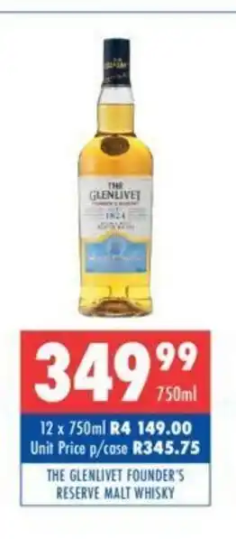 Ultra Liquors The Glenlivet Founder's Reserve Malt Whisky 750ml offer
