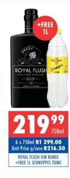 Ultra Liquors Royal Flush Gin Range 750ml offer