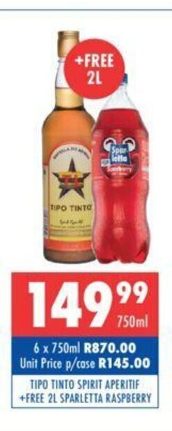 Ultra Liquors Tipo Tinto Spirit Aperitif 750ml offer