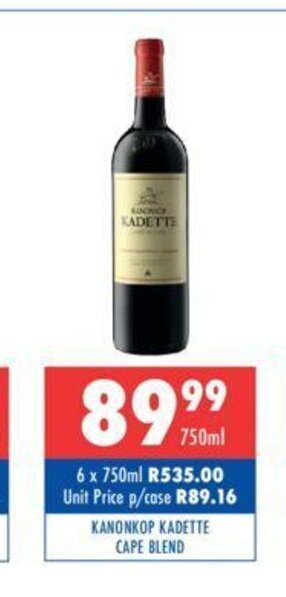Ultra Liquors Kanonkop Kadette Cape Blend 750ml offer