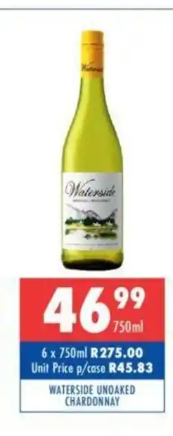 Ultra Liquors Waterside Unoaked Chardonnay 750ml offer