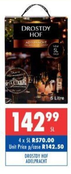 Ultra Liquors Drostdy HOF Adelpracht 5L offer