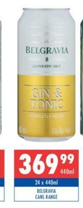Ultra Liquors Belgravia Cans Range 24 x 440ml offer