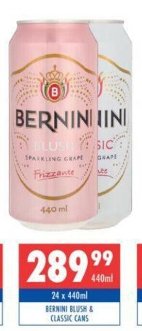 Ultra Liquors Bernini Blush & Classic Cans 24 x 440ml offer