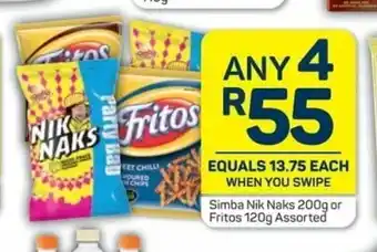 Pick n Pay Hypermarket Simba Nik Naks 200g or Fritos 120g Assorted offer
