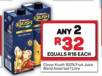 Pick n Pay Hypermarket Clover Krush 100% Fruit Juice Blend Assorted 1 Litre offer