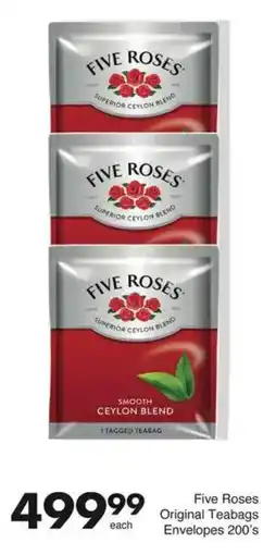 Save Five Roses Original Teabags Envelopes offer