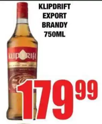 Boxer Klipdrift export brandy offer