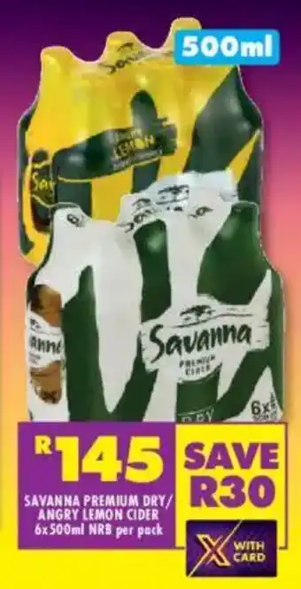 Shoprite Savanna premium dry/ angry lemon cider nrb offer